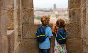 Children exploring ancient ruins
